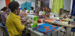 Women at work in a sewing project